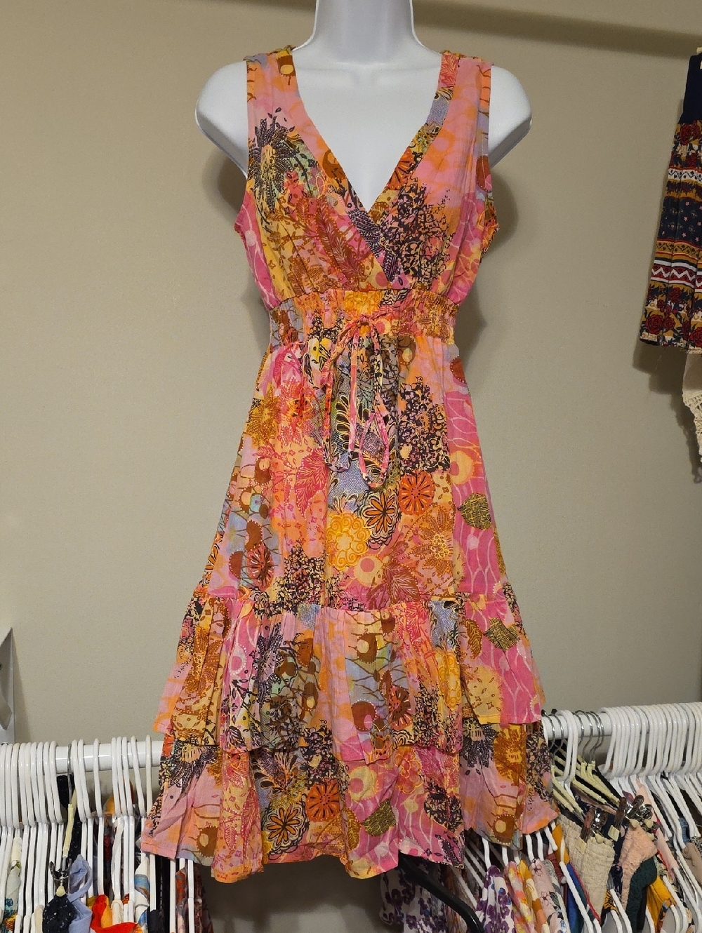 Chaudry KC Pink Boho Midi. Size Small